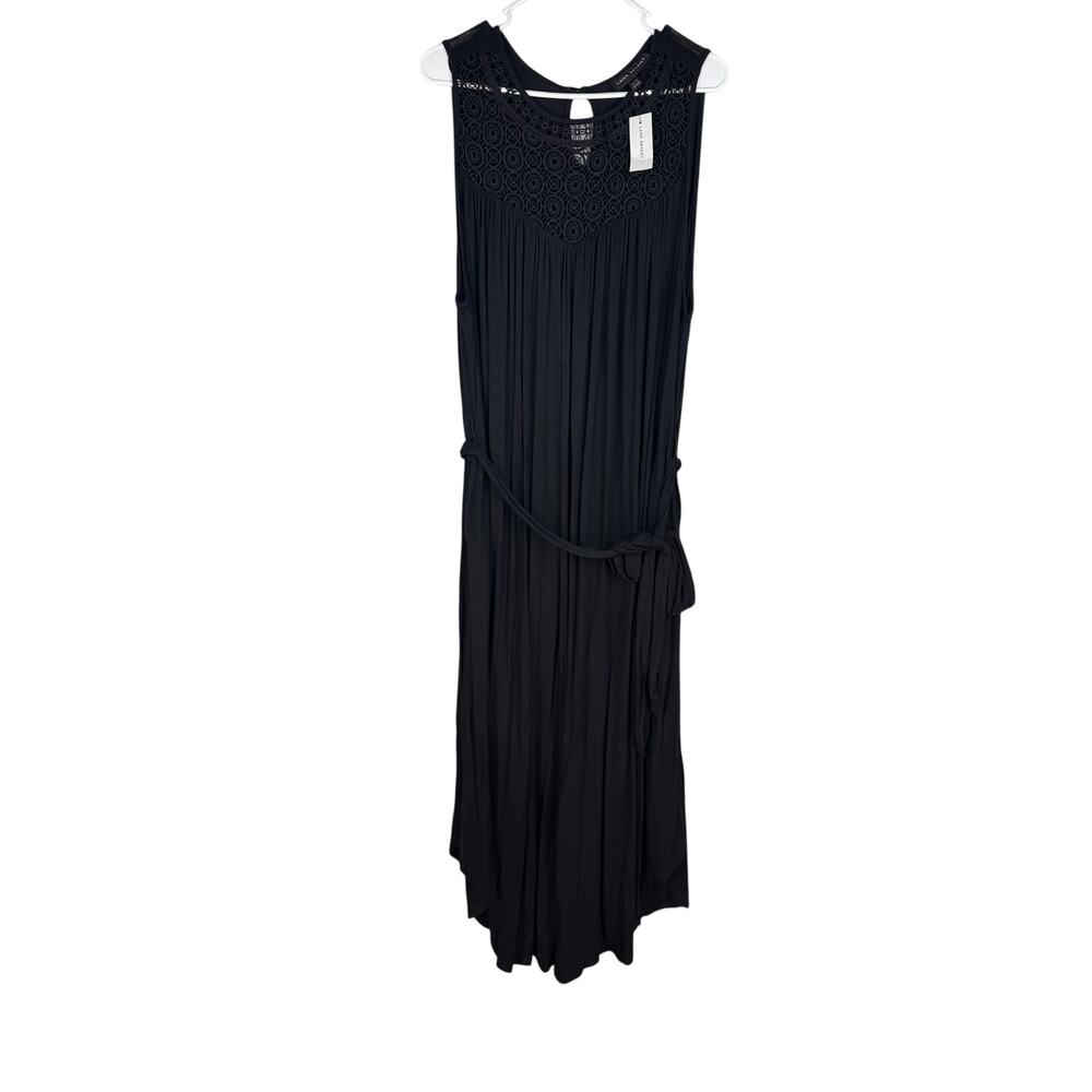 Lane Bryant Black Jersey Knit Maxi Dress New 18/20 Classic Stretch Flowy Witchy